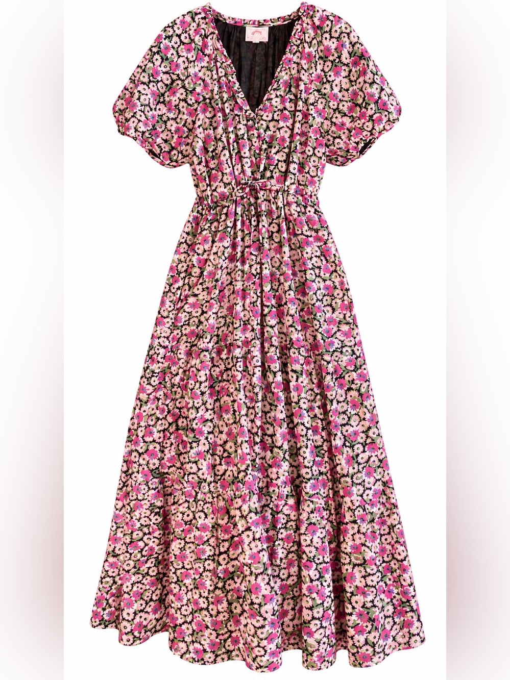 Banjanan Poppy Pink Floral Puff Sleeve Maxi Dress XL